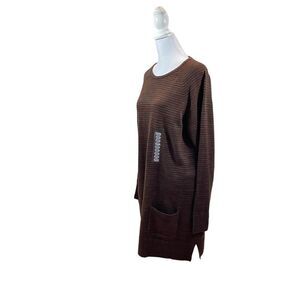 Brand New With‎ Tags Eight Eight Eight Long Sleeve Sweater Dress Brown Stripes L